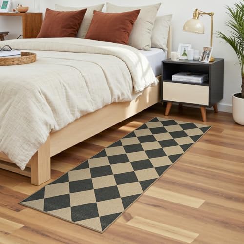 Lessymo Kitchen Runner Rug 2x6, Checkered Jute Rugs Washable Non Slip - Image 5