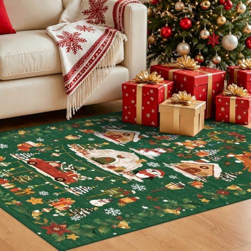 Christmas 3x4 Entryway Area Rugs: Winter Soft Rug - Image 3