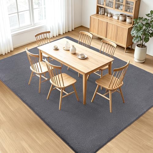6x9Ft Area Rugs for Bedroom Upgrade Non-Slip Rug Low Pile Carpet Darkgray - Image 6