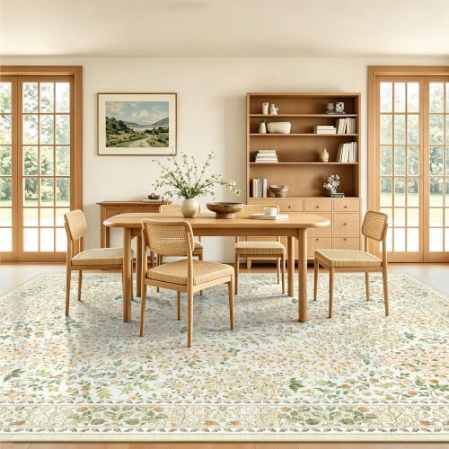 8x10 Area Rugs, Machine Washable Low Pile Floral Rugs - Image 4