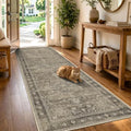 Brown Washable Runner Rug 2.6x8, Vintage Rug Runners by TTelephant