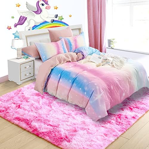 4x6 Tie-Dyed Pink Fluffy Soft Area Rug Non-Slip - Image 2