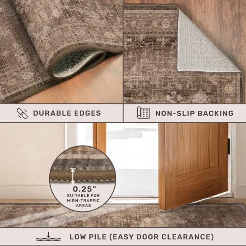 Hazo Haus Boho Taupe Living Room Rug 7x10 -Vintage Traditional Oriental Neutral - Image 3