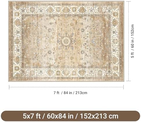 befbee Washable 5x7 Area Rug Non Slip Stain Resistant Rug - Image 2