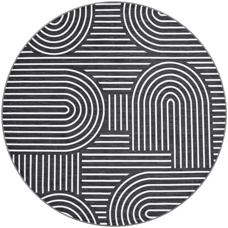 ROYHOME Modern 6ft Round Washable Rug - Image 4