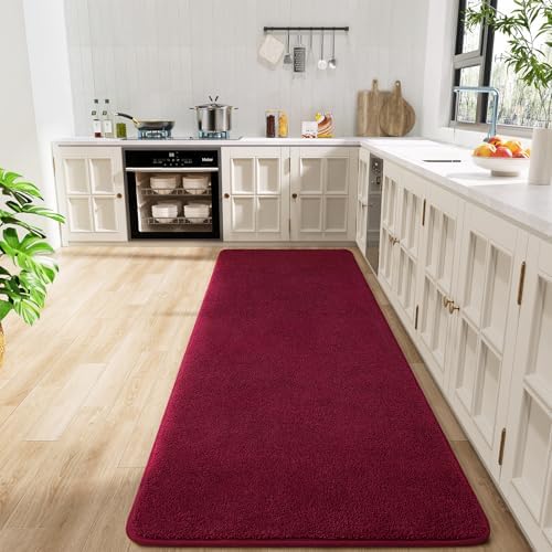 BENRON Soft Runner Rugs for Bedroom Hallway 2x6 Wine Red, Non Slip Washable - Image 7