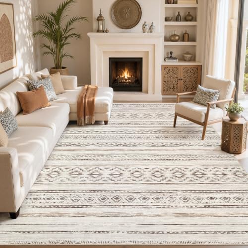 cotiled Boho 10x12 Area Rug for Living Room: Large Moroccan Washable Rug by COTILED