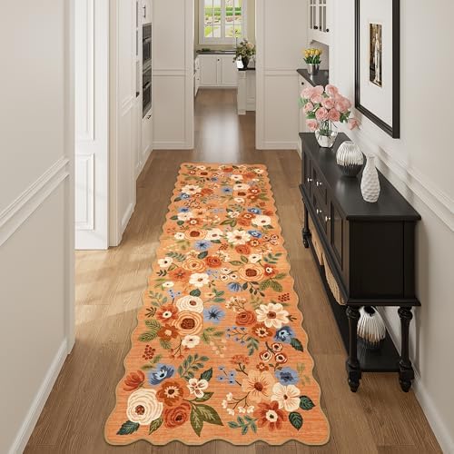 DUKINO 2.6x8 Runner Rug, Floral Washable Kitchen Rugs Non Slip - Image 5