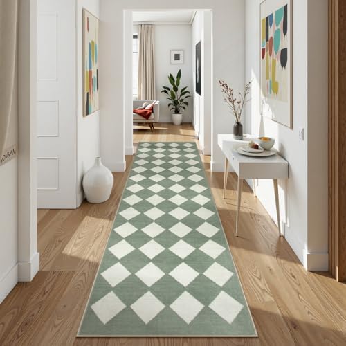 Lahome Zelie Checkered Washable 2x8 Green Runners - Image 4