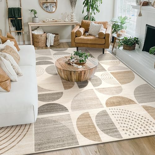 MUJOO 8x10 Area Rugs, Boho Washable Rugs Non Slip Modern Abstract - Image 3