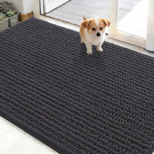 OLANLY Dog Door Mat for Muddy Paws 48x30, Ultra-Absorbent Chenille Mud Mat by OLANLY