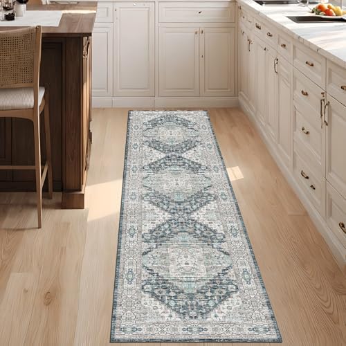2x8 Washable Runner Hallway Rug Blue Beige Multi by Dotiiorug