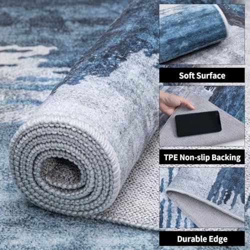 Ciicool 9x12 Area Rug Living Room Rug, Modern Abstract Washable Rug Navy - Image 3