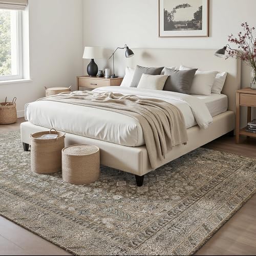 5x7 Beige Brown Washable Area Rug - Image 2