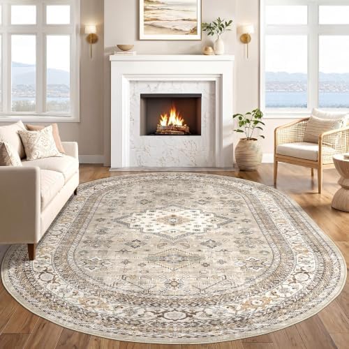 cotiled 8x12 Ellipse Area Rug for Living Room, Traditional - Image 5