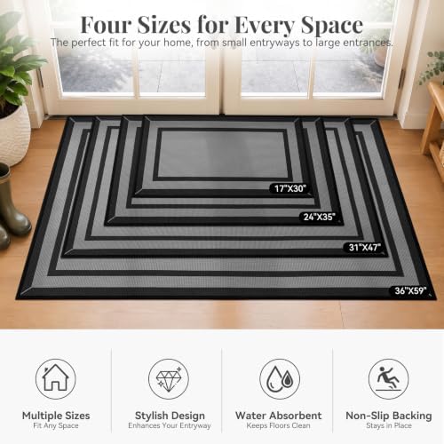 Indoor Door Mat Thin Low Profile Entryway Mats Grey 17"x30" - Image 5
