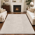 SHACOS Soft Cozy Fluffy Arch Pattern High-Low Pile Textured Area Rug 5'3"x7'3" by SHACOS