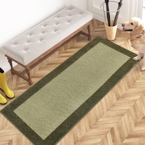 PURRUGS Hallway Runner Rug, Budding Green & Sage Green by PURRUGS
