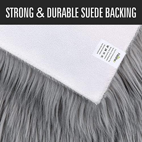 2x6 Grey Faux Fur Runner Rug Fluffy Soft Washable - Image 6