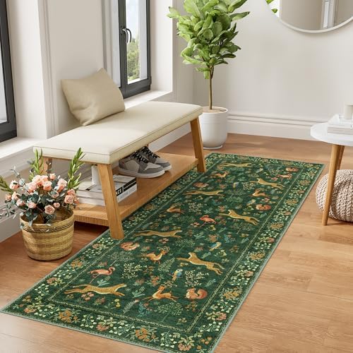 DUKINO 2x5 Rug for Hallway, Washable Animal Runner Rug Non Slip by DUKINO
