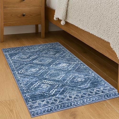 KILOCOCO Entryway Rug 2x3 Washable Rug Door Mat Indoor, Stonewashed Blue - Image 4