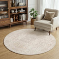 FMFUNCTEX 4ft Round Washable Beige Neutral Vintage Area Rug by Fmfunctex
