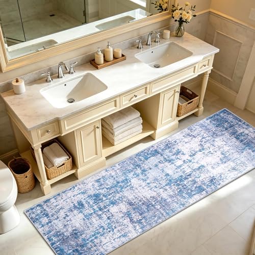 2'6x8 Runner Rug Washable Rug Vintage Abstract Hallway Runner Non-Slip Soft Low - Image 4
