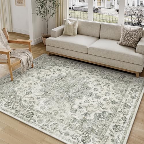 5x7 Green Neutral Area Rug by WondRg