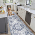 Hallway Washable 2.6x10 Runner Rug, Non Slip Vintage Kitchen Rugs Navy/Blue by Xilixili