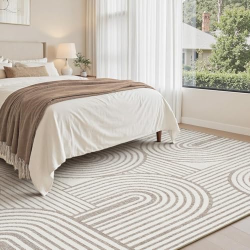 Beige Neutral 5x7 Area Rugs Textured Tufted Rugs - Image 3
