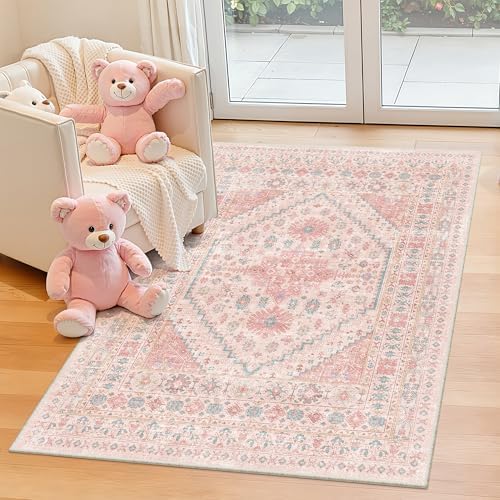 zesthome Pink Rugs for Bedroom-4x6 Area Rug for Entryway, Girls Room - Image 4