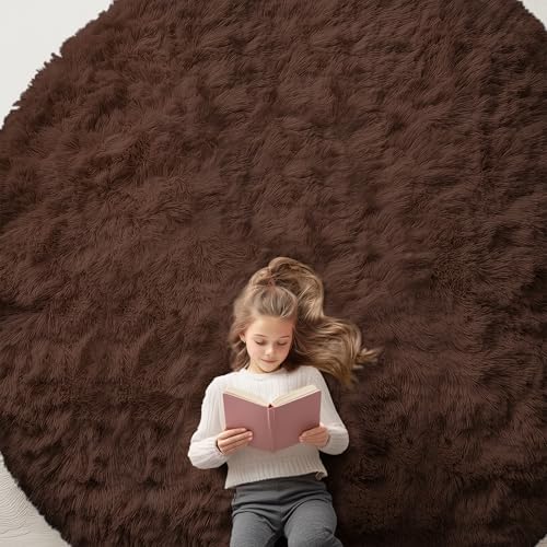 OLANLY Coffee Round Rugs for Bedroom by OLANLY