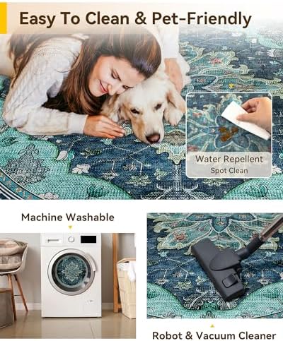 RELEANY Washable Area Rug, Round 6ft - Image 5