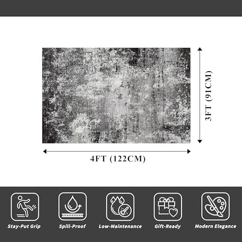 3x4 Washable Entryway Rug – Non-Slip Modern Abstract Small Area Rug - Image 2