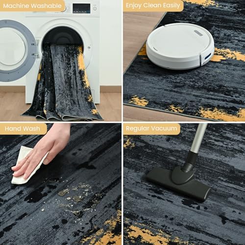 Toneed Washable 2x6 Non-Slip Abstract Runner Rug - Image 7