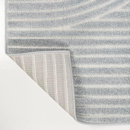 JONATHAN Y Hallie High-Low Curve Light Blue/Cream 3x5 Indoor/Outdoor Area Rug - Image 4