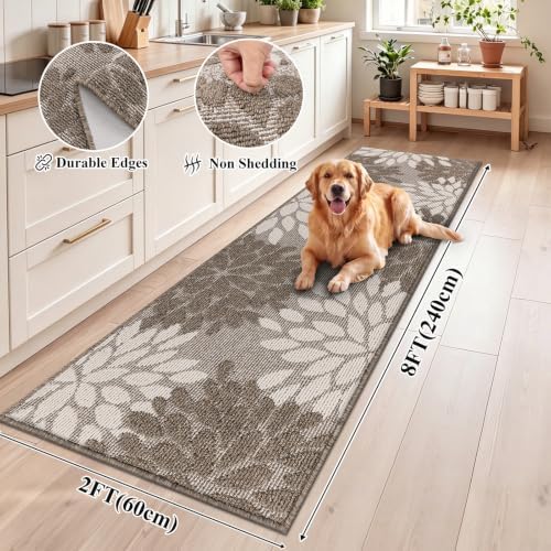 HEBE Washable Hallway Runner Rug 2x8, High-Low Textured Kitchen Rug Runner - Image 2