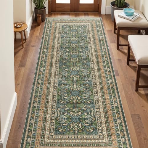 Ksrau 3x8 Runner Rug Washable: Non Slip Wide Hallway Runners Teal Green - Image 6