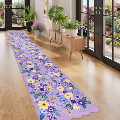 DUKINO 2x12 Washable Runner Rug, Floral Long Runner Rug - Image 5