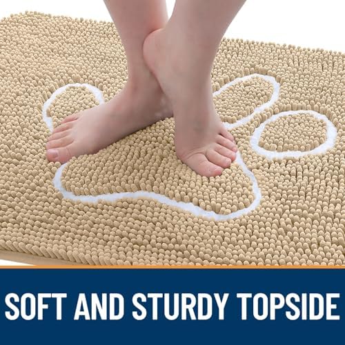 OLANLY Dog Door Mat for Muddy Paws 47x17, Paw Print Design Chenille Mud Mat - Image 4