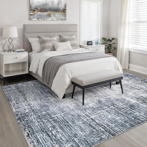 LOONGRUG 10x12 Area Rug Washable Neutral Modern Living Room Rug Navy Blue - Image 4