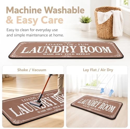 ROMAMIGO Laundry Room Rug Runner Non Slip Laundry Mats Mudroom Runner Farmhouse - Image 6
