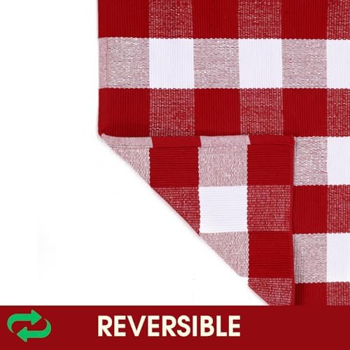 Homydecor Christmas Red and White Plaid Rug - Image 5