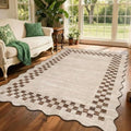 Garvee Checkered Border 6x9 Scalloped Washable Rugs by Garvee