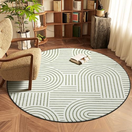 ROYHOME Modern 4ft Round Washable Rug by ROYHOME