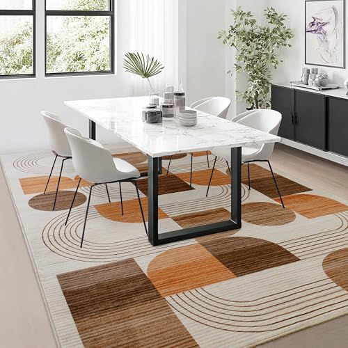 Soft Modern Geometric Abstract Large Machine Washable 10x14 Area Rug - Image 4
