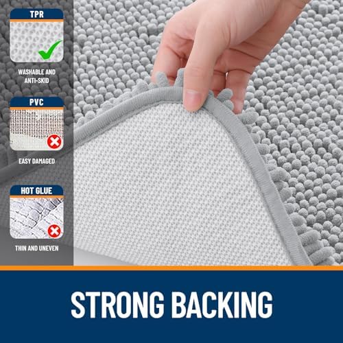 OLANLY Toilet Rugs U-Shaped 20x20, Soft Absorbent Chenille Contour Rugs - Image 6