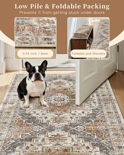 Madane Hallway Runner Rug 3x10 Washable Kitchen Runners 10ft, Turmeric/Grey - Image 7