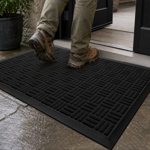Mibao Front Door Mat Outdoor Entrance, Waterproof Dirt Trapper Doormat by Mibao