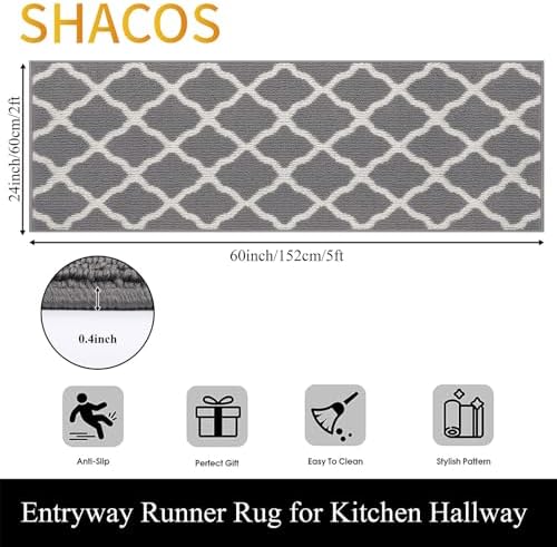 SHACOS Entryway Runner Rugs 2x5 ft Washable Rug Runner Non Slip Rubber Backing - Image 2